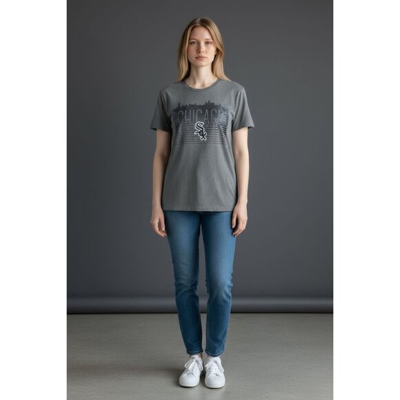 Chicago White Sox Womens Glitter Graphic T-Shirt Gray Short Sleeve MLB Tee XXL - Picture 1 of 10
